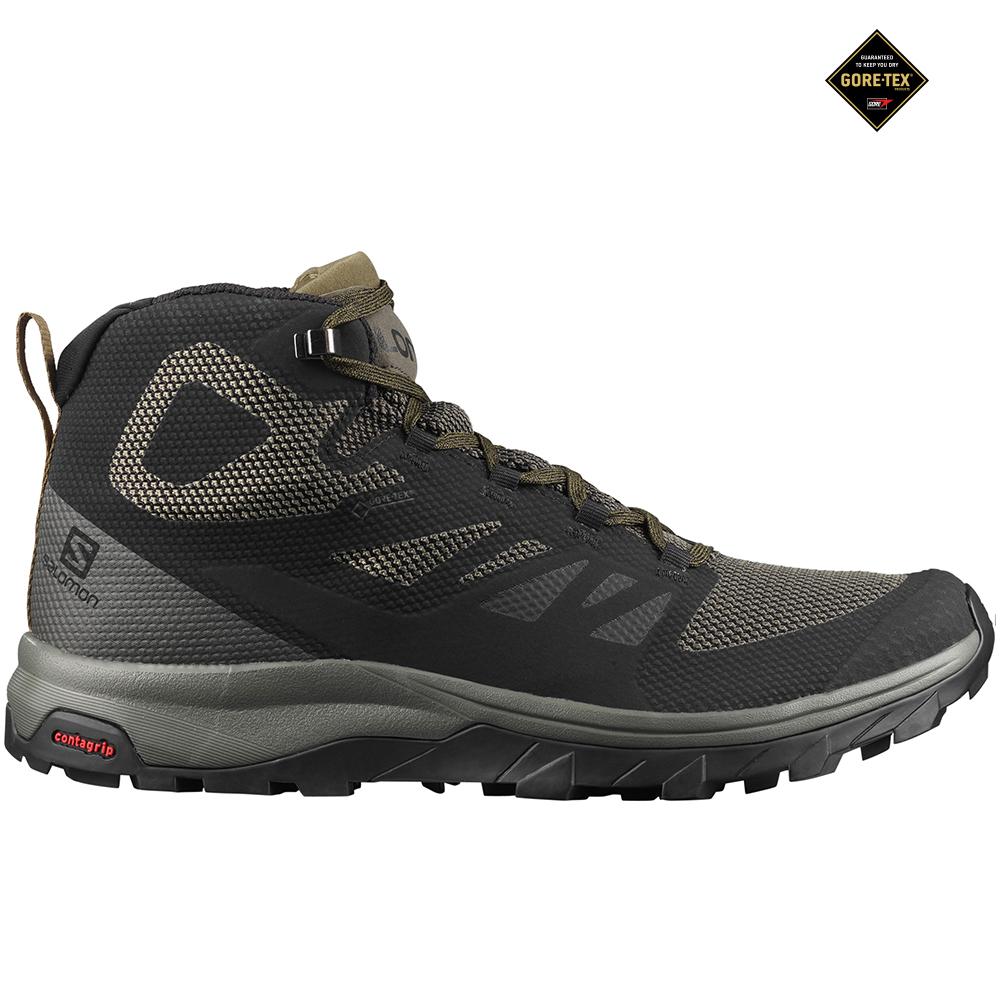 SALOMON OUTLINE MID GORE-TEX Philippines - Men's Running Shoes - Black | 985247-JHZ
